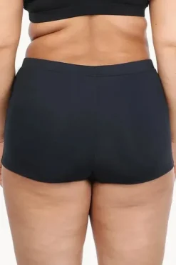 Bottoms^Base Swim Plain High Waisted Boyleg Black