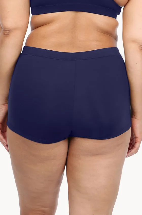 Bottoms^Base Swim Plain High Waisted Boyleg Navy