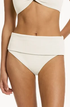 Bottoms^Jets Plain Isla Rib Fold Down Pant Cream