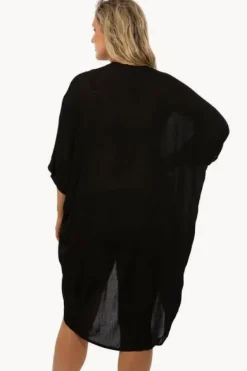 Tops^Sundrenched Plain Long Cape Black