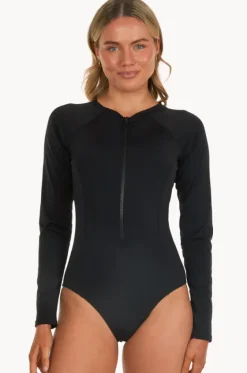 Rashies & Sunsuits^Base Swim Plain Long Sleeve Sunsuit BLACK