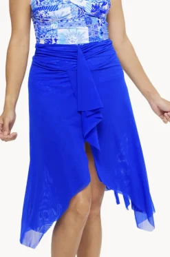 Sarongs^Togs Swimwear Plain Mesh Frill Skirt Cobalt