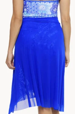 Sarongs^Togs Swimwear Plain Mesh Frill Skirt Cobalt
