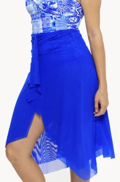 Sarongs^Togs Swimwear Plain Mesh Frill Skirt Cobalt