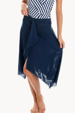 Sarongs^Togs Swimwear Plain Mesh Frill Skirt Navy