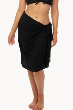 Sarongs^Capriosca Plain Mesh Long Sarong Black