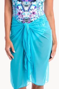Sarongs^Togs Swimwear Plain Mesh Sarong Turquoise