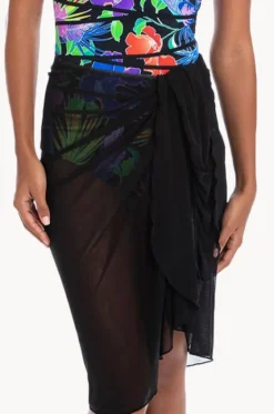 Sarongs^Togs Swimwear Plain Mesh Sarong Black