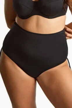Bottoms^Panache Plain Midi Gathered Brief Black