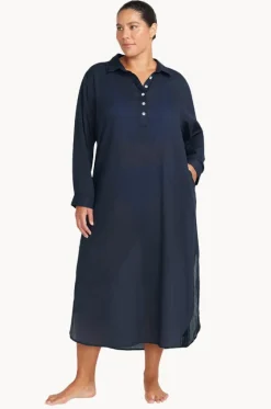 Overswim^Artesands Plain Monteverdi Maxi Overshirt Navy