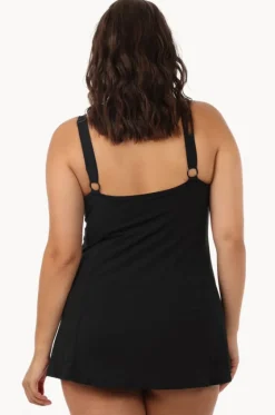 One Pieces^Capriosca Plain Panelled Swim Dress + Black