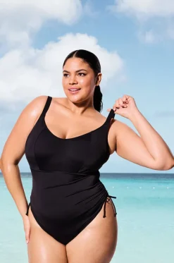 One Pieces^Elomi Swimwear Plain Sailing G Cup Adjustable Side One Piece BLACK