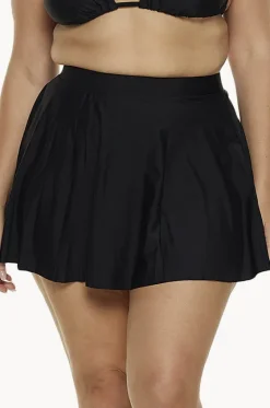 Bottoms^Capriosca Plain Skater Skirt BLACK