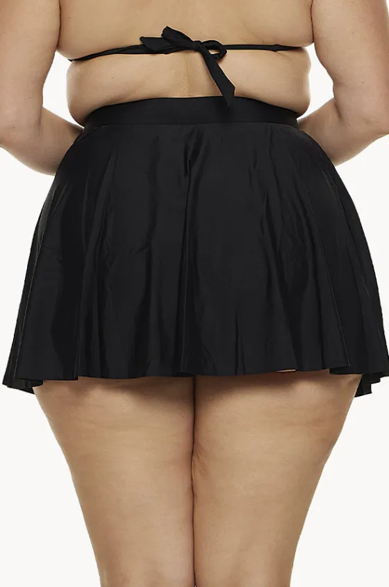 Bottoms^Capriosca Plain Skater Skirt BLACK