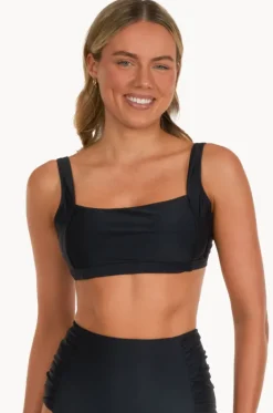 Bikini Tops^Base Swim Plain Square Neck Crop BLACK