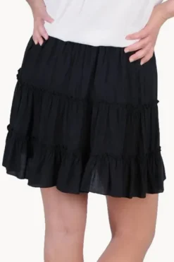 Skirts^Go Girl Plain Tiered Skirt BLACK