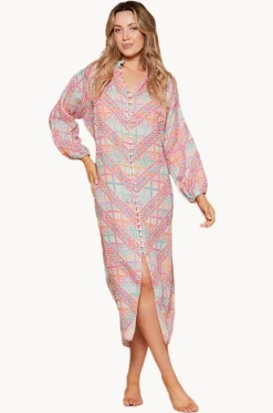 Dresses^Tigerlily Pomona Lorena Maxi Shirt Dress Multi Geo