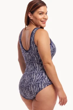 One Pieces^Funkita Pressure Palm DD/E Cup Zip Front One Piece Navy/white