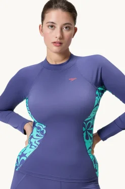 Rashies & Sunsuits^Speedo Printed Long Sleeve Suntop Blue