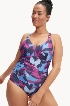One Pieces^Speedo Printed Shaping V Neck One Piece Blue/purple