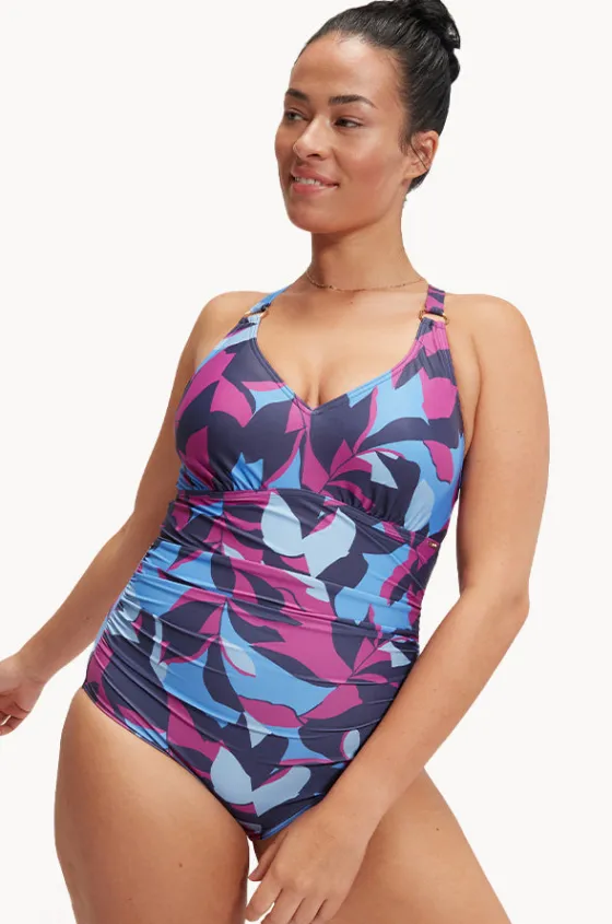 One Pieces^Speedo Printed Shaping V Neck One Piece Blue/purple