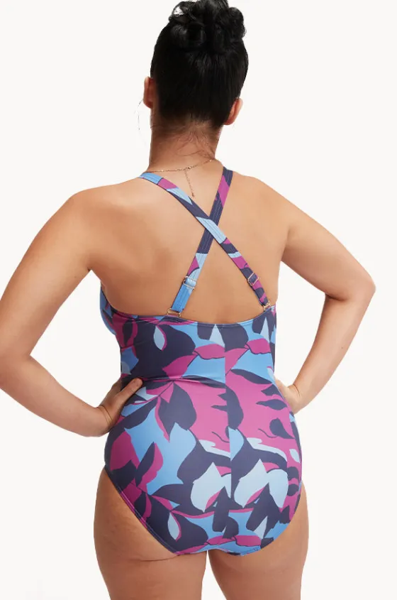 One Pieces^Speedo Printed Shaping V Neck One Piece Blue/purple