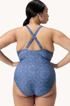 One Pieces^Speedo Printed Shaping V Neck One Piece Spruce blue