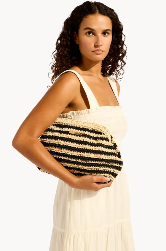 Travel|Bags^Seafolly Raffia Stripe Pouch Bag Black/Natural