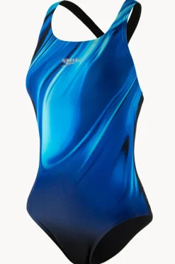 One Pieces^Speedo Rapture Glow Medalist One Piece Black/Cobalt