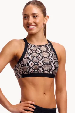 Bikini Tops^Funkita Rattle Racer Hi Light Swim Top Black/brown