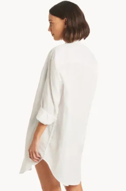 Overswim^Sea Level Resort Linen Cover Up White