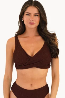 Bikini Tops^Moontide Retro Deco DD/E Cup Wrap Front Bra Espresso