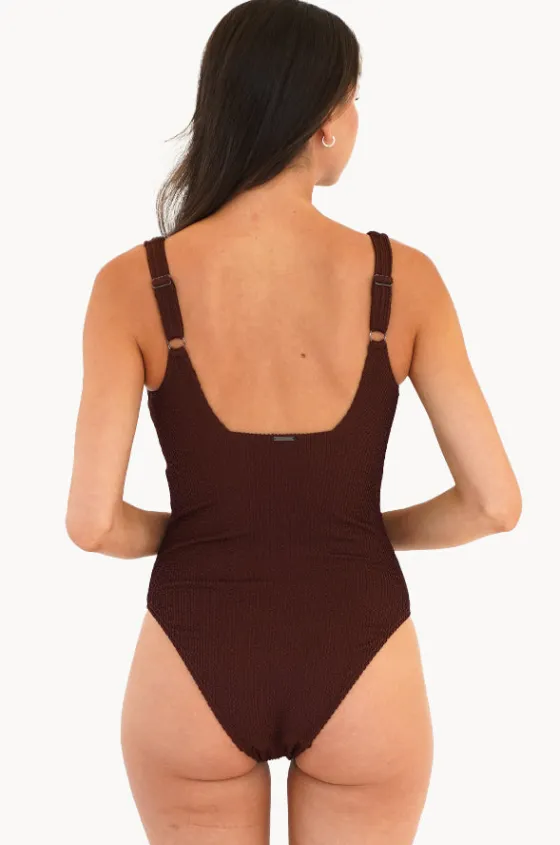 One Pieces^Moontide Retro Deco F/G Cup Square Neck One Piece Espresso