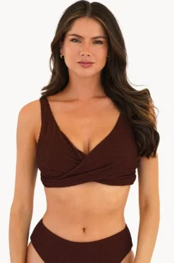 Bikini Tops^Moontide Retro Deco F/G Cup Wrap Front Bra Espresso