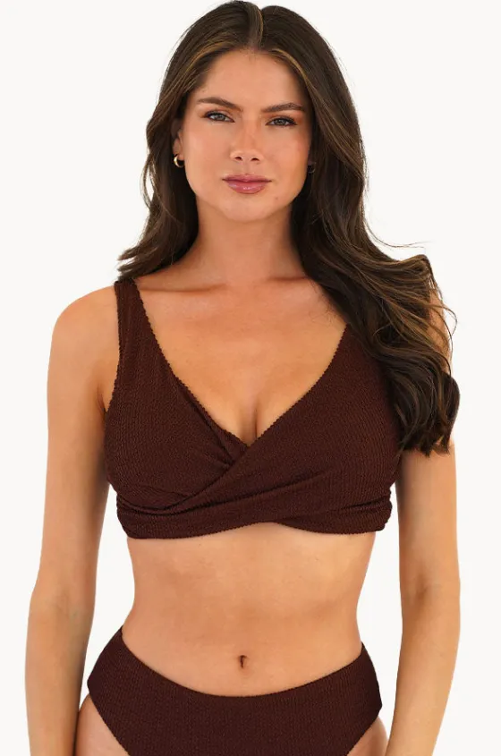 Bikini Tops^Moontide Retro Deco F/G Cup Wrap Front Bra Espresso
