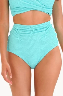 Bottoms^Moontide Retro Deco High Waist Gathered Pant Aqua