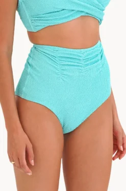 Bottoms^Moontide Retro Deco High Waist Gathered Pant Aqua