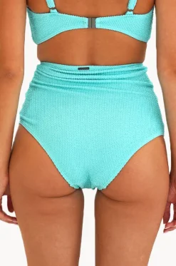 Bottoms^Moontide Retro Deco High Waist Gathered Pant Aqua