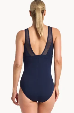 One Pieces^Poolproof Rozella Taped High Neck One Piece Navy/sky