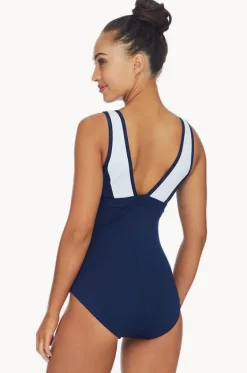 One Pieces^Poolproof Ruched Scoop Neck One Piece Navy
