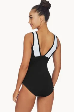 One Pieces^Poolproof Ruched Scoop Neck One Piece Black