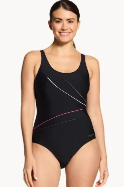 One Pieces^Zoggs Safari Leaf Macmaster Adjustable Scoopback One Piece Black/multi