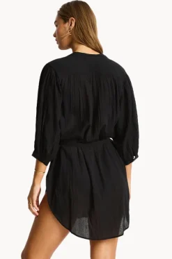 Overswim^Sea Level Salt Boho Shirt Black