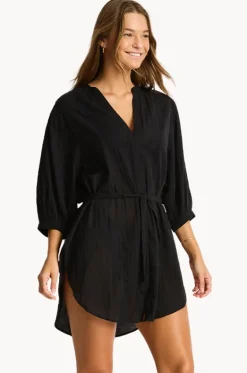 Overswim^Sea Level Salt Boho Shirt Black