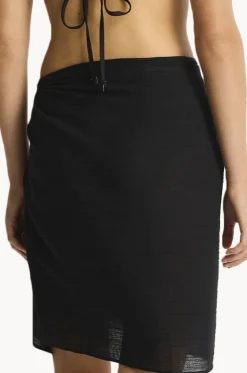Sarongs^Sea Level Salt Frayed Sarong Black