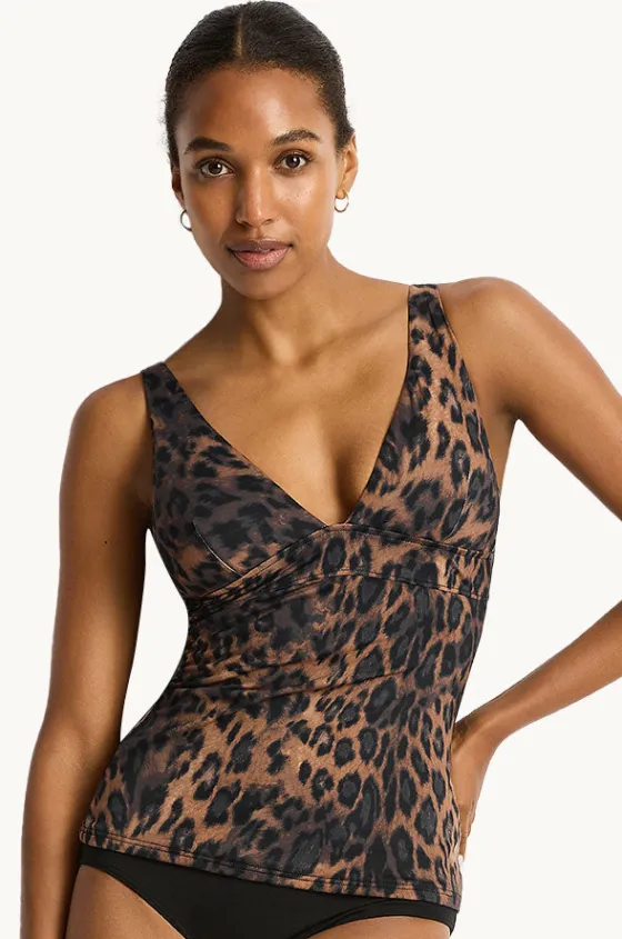 Tankini Tops^Sea Level Savanna Longline Tri Tankini Separate Chocolate