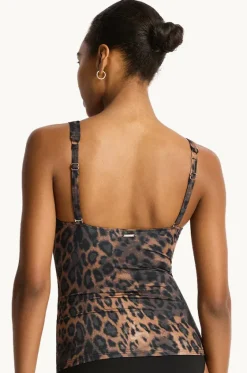 Tankini Tops^Sea Level Savanna Longline Tri Tankini Separate Chocolate
