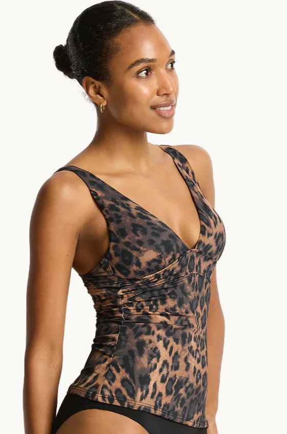 Tankini Tops^Sea Level Savanna Longline Tri Tankini Separate Chocolate