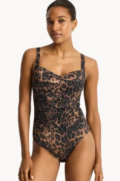 One Pieces^Sea Level Savanna Twist Front One Piece Chocolate