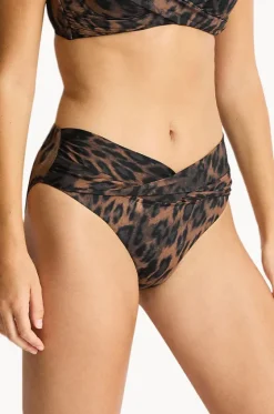 Bottoms^Sea Level Savanna Twist Mid Bikini Pant Chocolate